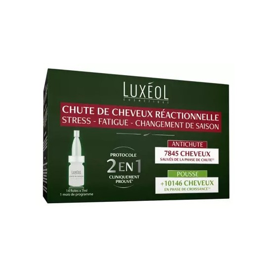 Luxéol protocole chute de cheveux réactif 14 ampoules