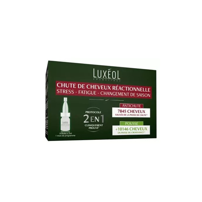 Luxéol protocole chute de cheveux réactif 14 ampoules