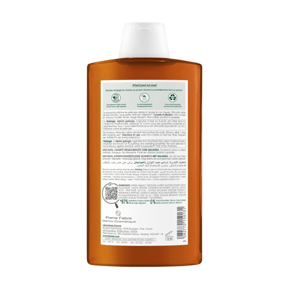 Klorane shampooing rééquilibrant au galanga 400 ml