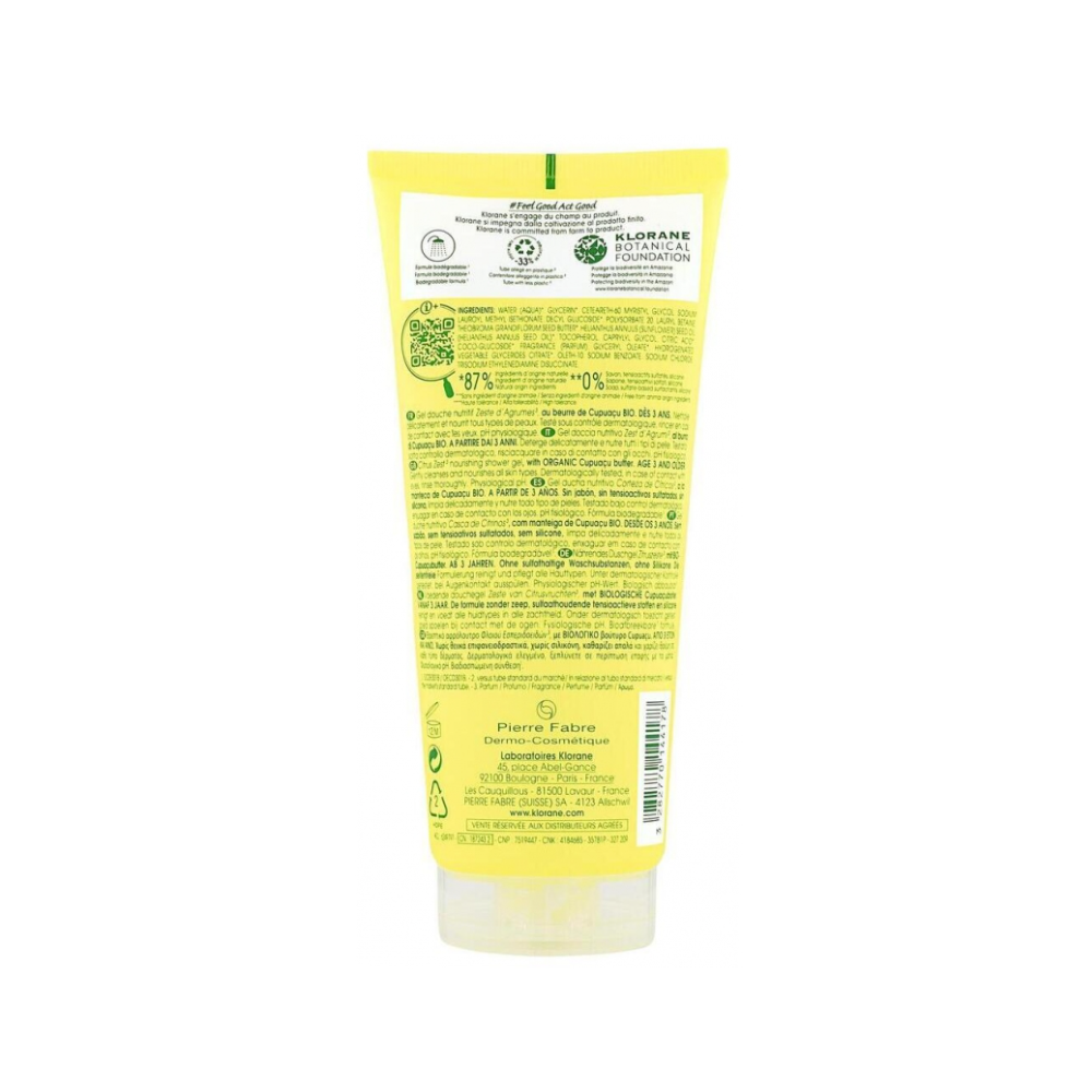 Klorane Gel Douche Zeste Agrume 200 ml