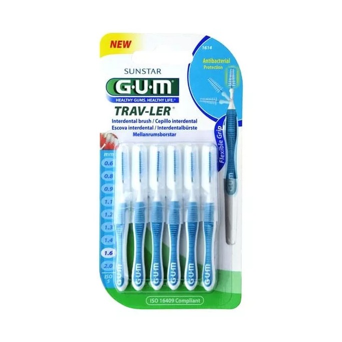 GUM Brossettes Interdentaires 1,6 mm Bleues