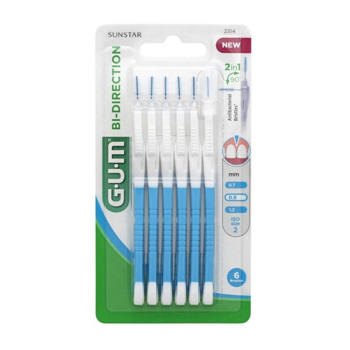 GUM Brossettes bleues 6 unités