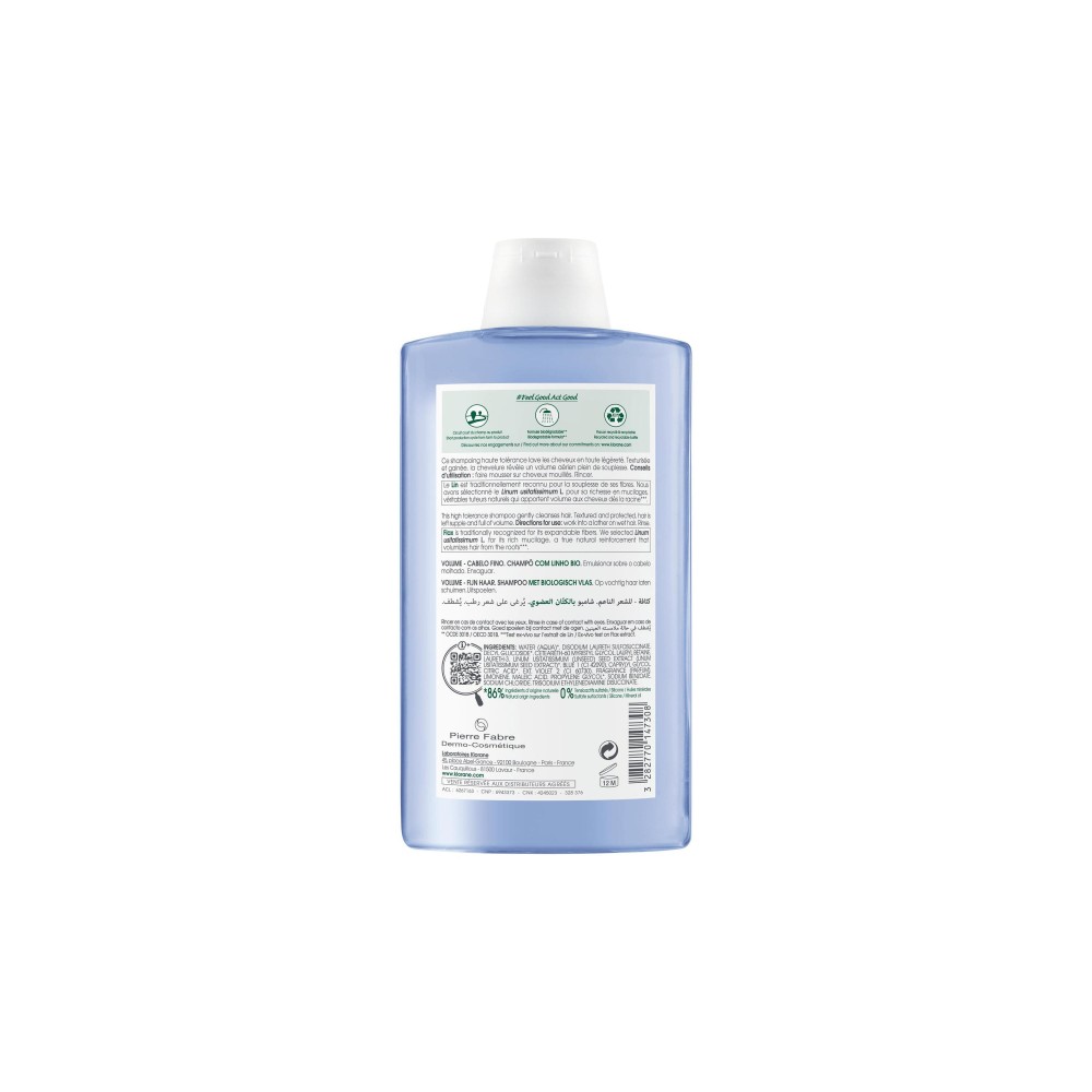 Klorane Shampooing Volume aux Fibres de Lin 400 ml