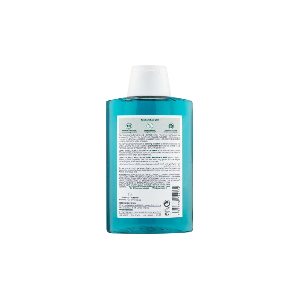 Klorane Shampooing Détox Menthe Aquatique 200 ml