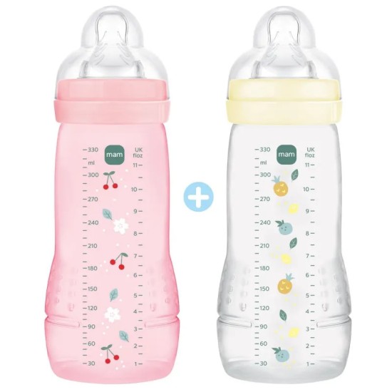 MAM Biberon 2ème âge rose pearl 330 ml