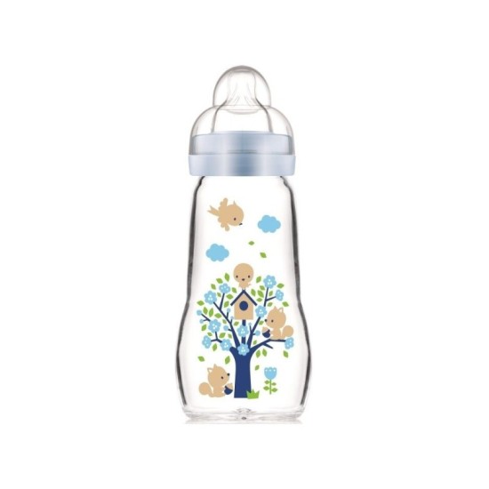 MAM biberon verre bleu 260 ml