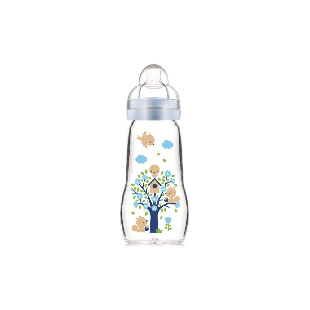 MAM biberon verre bleu 260 ml