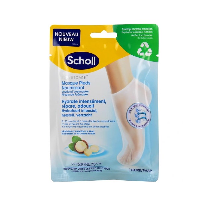 Scholl masque pied ultra hydratant macadamia