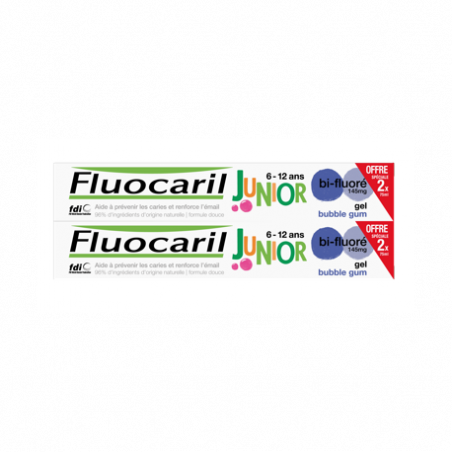 FLUOCARIL DENTIF 6-12 ANS BUBBLE 2X75ML DUO