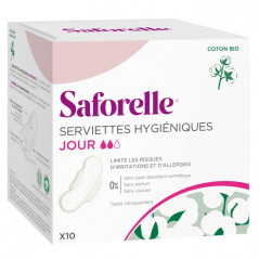 SAFORELLE COTON PROTECT BIO SERVIETTES JOUR X10