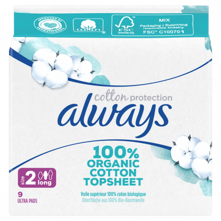 ALWAYS BIO SERVIETTE COTTON PROTECTION LONG PLUS