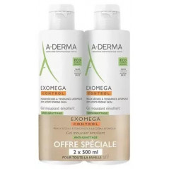 ADERMA EXOMEGA CONTROL GEL MOUSSANT EMOLLIENT 500ML X2 DUO