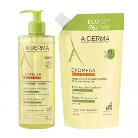 A-DERMA EXOMEGA CONTROL HUILE NETTOYANTE 500ML ECO DUO