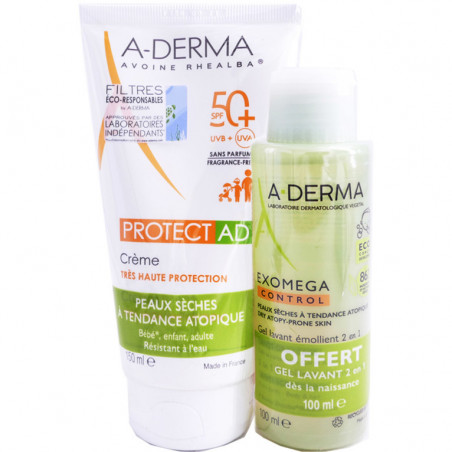 ADERMA PROTECT AD CREME SPF50+ 150ML + EXOMEGA CONTROL HUILE LAVANTE EMOLLIENTE 100ML OFFERTE