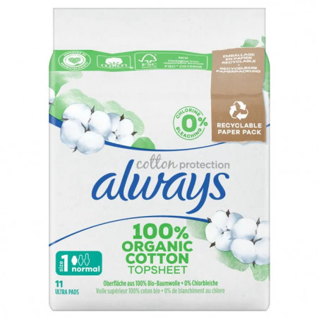 ALWAYS BIO SERVIETTE COTTON PROTECTION NORMAL PLUS X11
