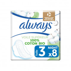 ALWAYS BIO SERVIETTE COTTON PROTECTION NUIT X9