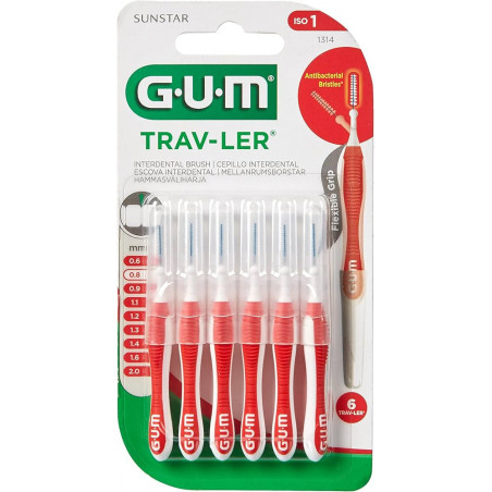 GUM 1314 NEW BROSSETTES 0.8MM ROUGE X6