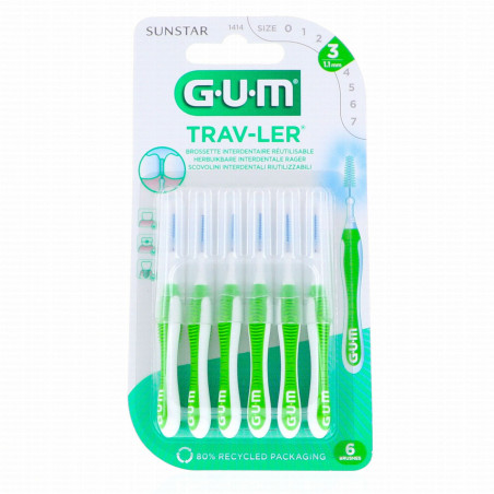 GUM 1414 NEW BROSSETTES 1.1 MM VERTE X6