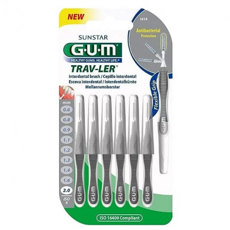 GUM 1618 NEW BROSSETTES 2.0MM GRISES X6
