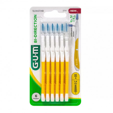 GUM 2714 BROSSETTES 1.4MM JAUNE X6 ***