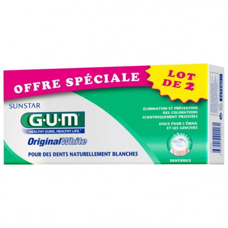 GUM ORIGINAL WHITE DENTIFRICE DUO 2X75ML