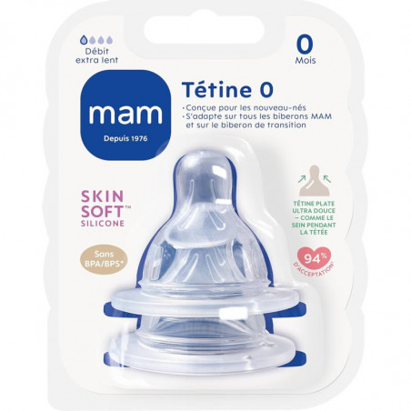 MAM TETINE SILICONE DEBIT 0 BOITE DE 2